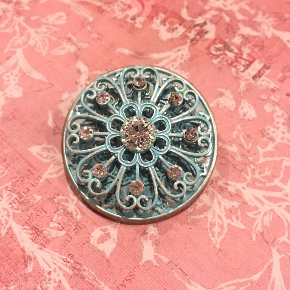 Blue Stretchable Rhinestone Embellished Ring NWOT